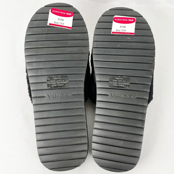 Vince Black Teddy New Zealand Dyed Lamb Fur Cozy Slides Slippers Sz11 NWOB - Picture 12 of 13